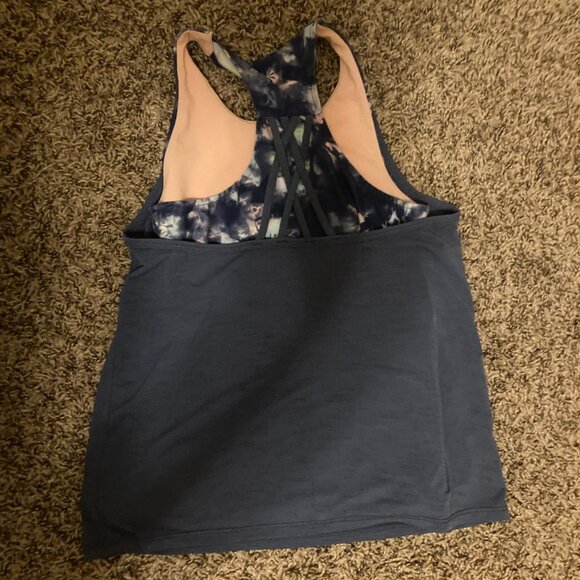 Athleta Girl Perfect Pair Tank Collage Abstract Blue Medium 8-10 Layered Active - Picture 3 of 3